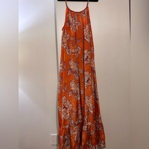True Destinations Floral Orange Maxi Dress
